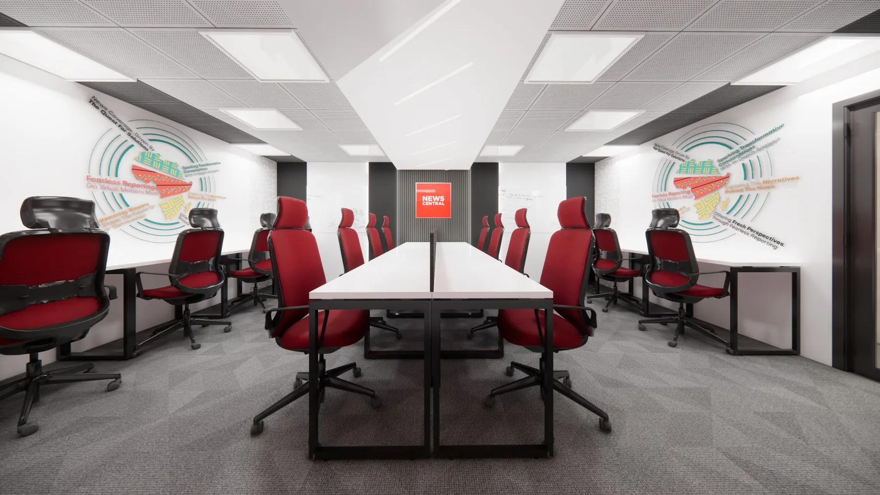 News Central: newsroom v3 view 2, architectural visualisation by Outtabox.