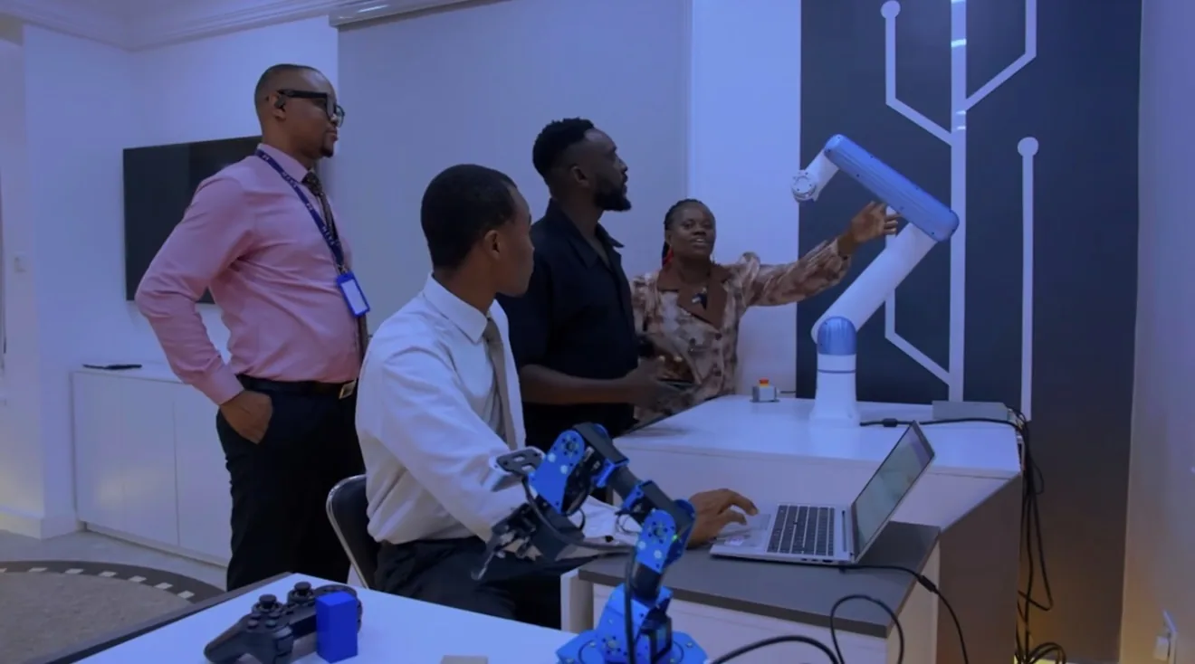A robotic arm being demonstrated in the Miva robotics and innovation lab.