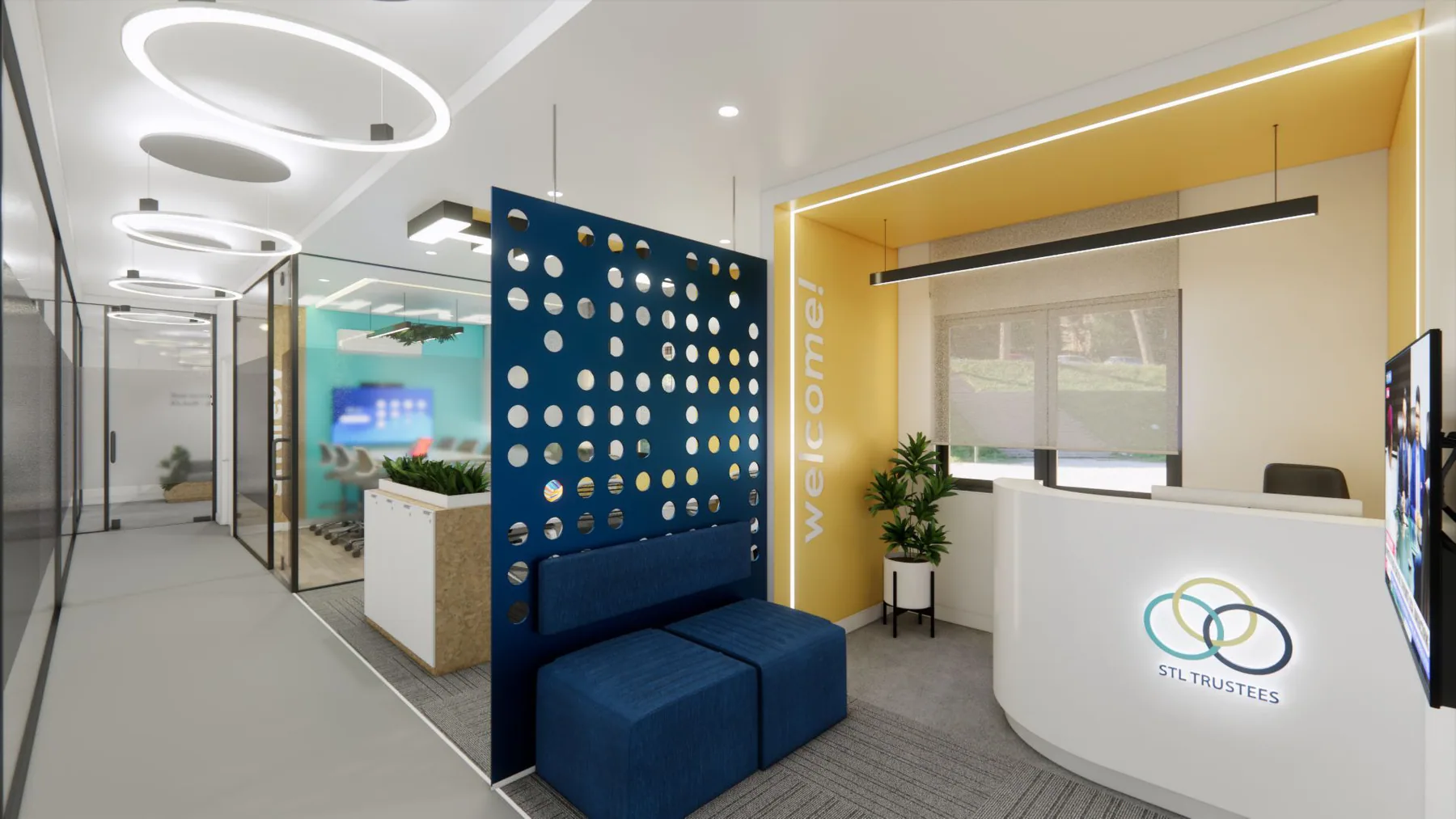 STL Trustees: reception lounge, architectural visualisation by Outtabox.